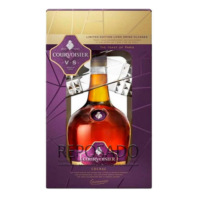 Courvoisier VS With 2 Glasses 0,7L (Курвуазьє НД + 2 Склянки 0,7л)