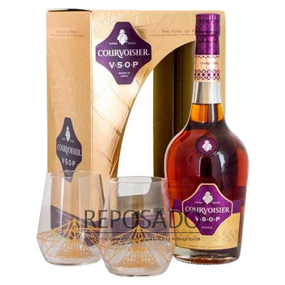 Courvoisier VSOP With 2 Glasses 0,7L (Курвуазьє ВСОП + 2 Склянки 0,7л)