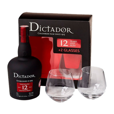 Dictador 12 YO With 2 Glasses 0.7L (Диктатор 12років + 2 Склянки 0.7л)