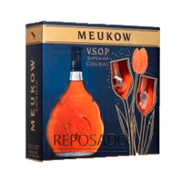 Meukow V.S gift box + 2 glasses, 0,7L (Меуков НД + 2 келихи 0,7л)