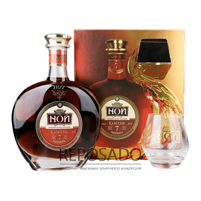 Noy Classic 7YO gift box + glass 0.7L (Коньяк Ной Класик подарункова упаковка + келих 7 років 0,7л)