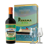 Transcontinental Panama 15 YO gift box + 2 glasses 0,7L (Ром Транскарібіан Панама 15 років коробка + 2 чарки 0,7 л)