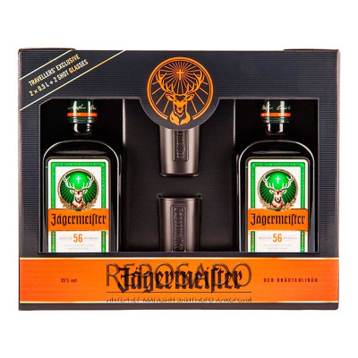 Jagermeister 2x0, 5L + 2 Shot Glasses (Егермейстер 2х0, 5л + 2 шота)